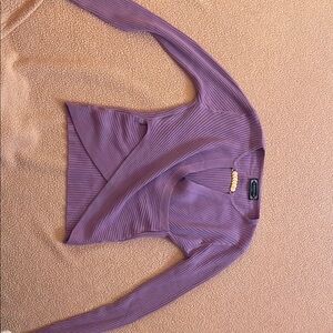 Purple Ribbed Long Sleeve Top